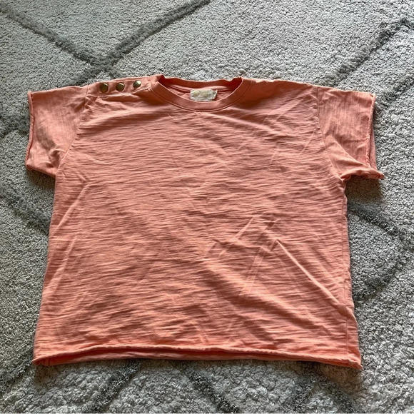 Nation LTD short sleeve tee tshirt coral gold buttons XS - Picture 1 of 8
